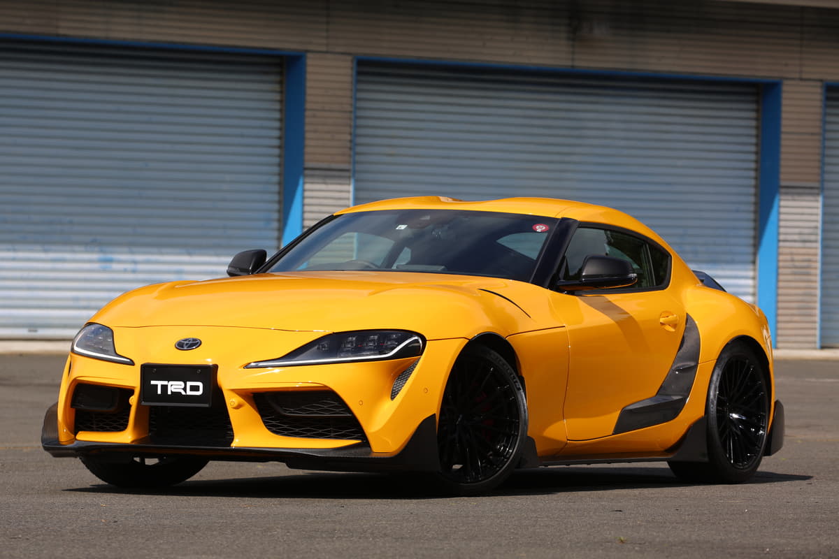 Trd 新型スープラ試乗 エアロパーツとアルミテープがもたらすチューニング効果を体感 Auto Messe Web カスタム アウトドア 福祉車両 モータースポーツなどのカーライフ情報が満載