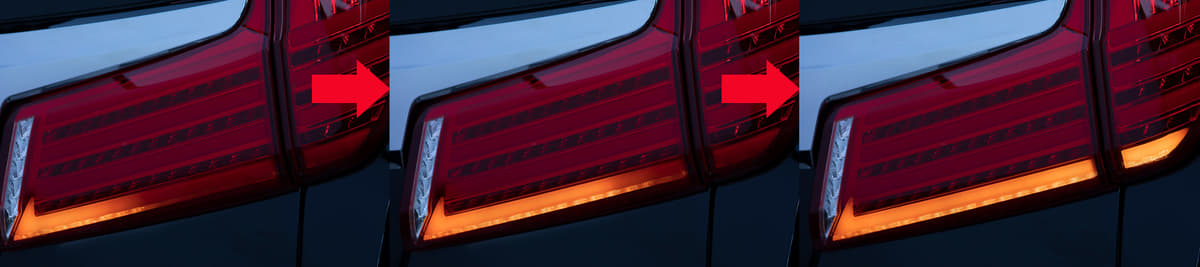 ヴァレンティ製テールランプのシーケンシャルウインカー点灯スタイル
