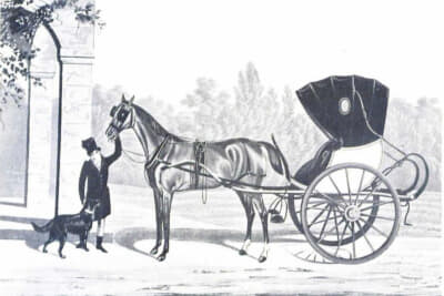 1834年にイギリスで描かれた馬車の「カブリオレ」