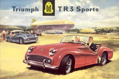 1955年のトライアンフTR3発売時のカタログ表紙