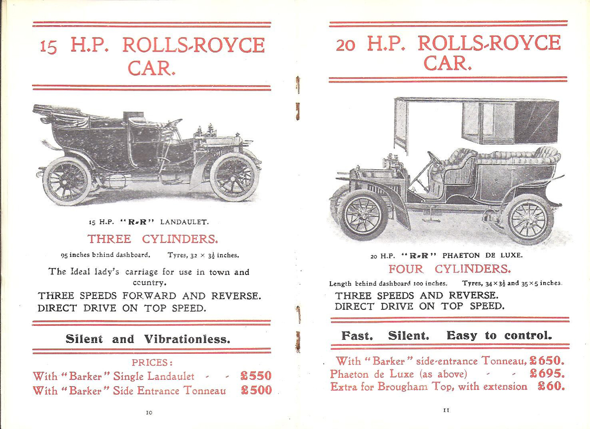 1905年の「ロールス・ロイス」カタログ