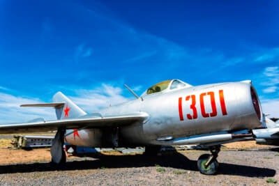 ソビエト連邦で開発され、東側の諸国で広く使われたMiG-15。プレーンズ・オブ・フェイムでは飛行が可能な機体も所有している