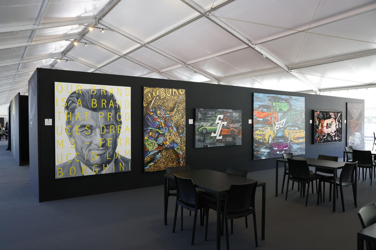 ランボルギーニの60周年を祝ったアート作品を展示