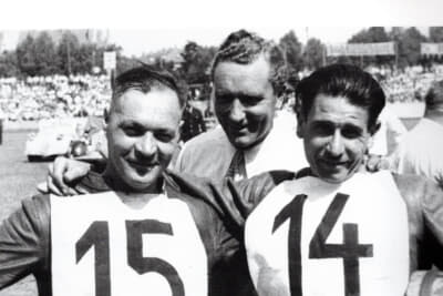マンフレッド・フォン・ブラウヒッチュは1949年8月のダートトラックレースでA.v.Dのスポーツ会長として参加