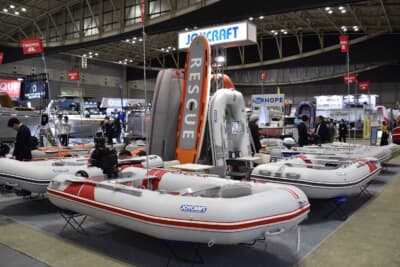 ジョイクラフトのインフレータブルボートが展示された